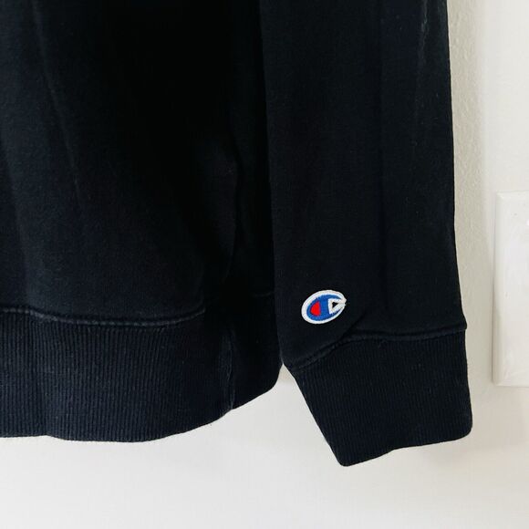 Champion Men’s Crew Neck French Terry Sweatshirt Black Medium Long Sleeve - Picture 6 of 11